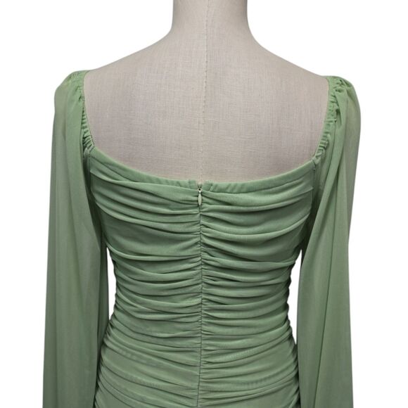 NWT Hello Molly Women’s Green Ruched Balloon Sleeve Bodycon Dress Size‎ Large - Picture 11 of 13